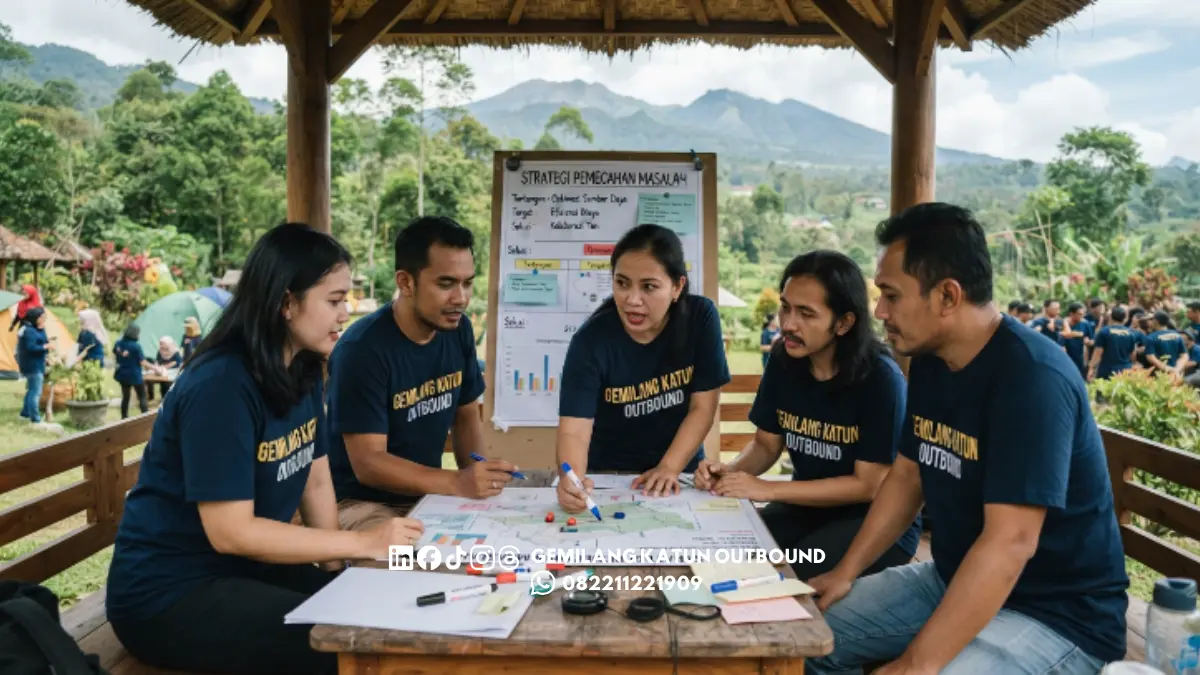 Simulasi lapangan team building problem solving di Malang